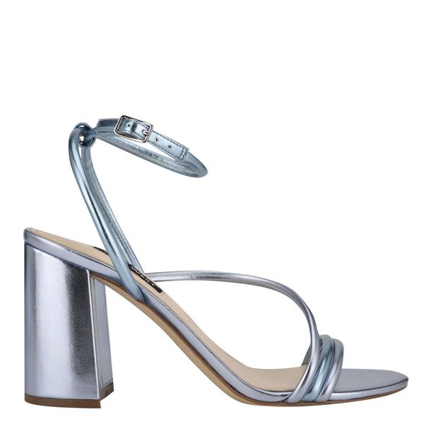 Nine West Nelly Strappy Blue Heeled Sandals | South Africa 34T43-5E58
